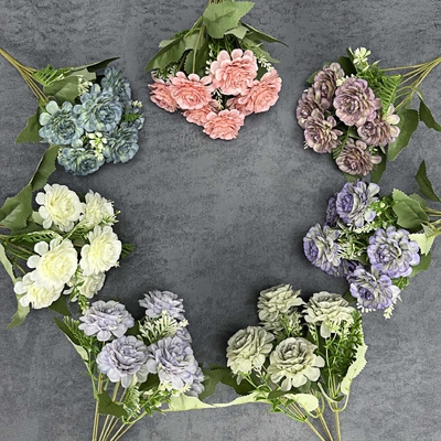 良い価格 シミュレーション 7頭のヒビスカスのバラ花束 家庭装飾 結婚式のシーン装飾 国境を越えた手作り 偽りの花飾り オンライン