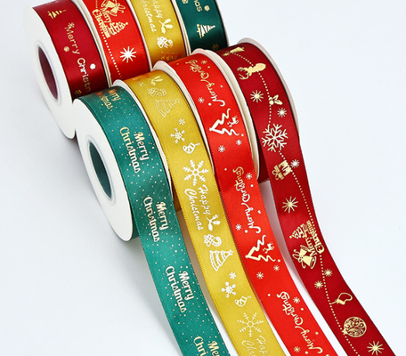 良い価格 ホットスタンプホリデーデコレーションギフトクリスマスリボンポリエステルリボンギフトボックス包装リボンクロスボーダー2.5cm/25m オンライン