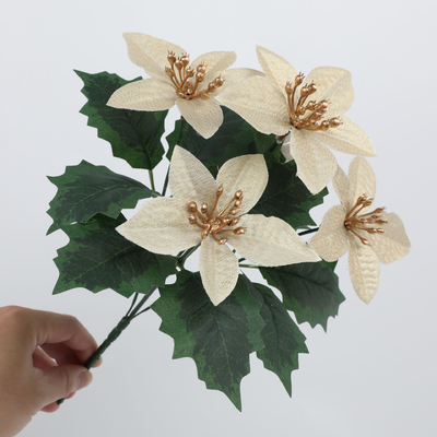 ポインセッティアの国境を越えたシミュレーション クリスマス飾り 結婚式の贈り物 偽りの花束 DIY飾り 模擬花