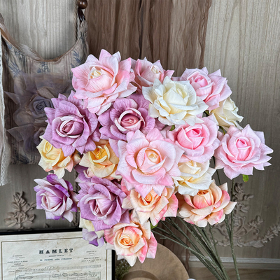 良い価格 3頭彫りバラ 結婚式飾り 花素材 花壁背景シミュレーション 花の家 柔らかい飾り 完成品 オンライン