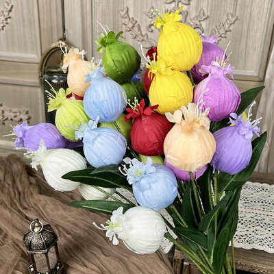良い価格 ザクロの果実の偽の花のシミュレーションブーケ、結婚式用手作り花、造花シルクフラワー、ウェディング風景装飾 オンライン