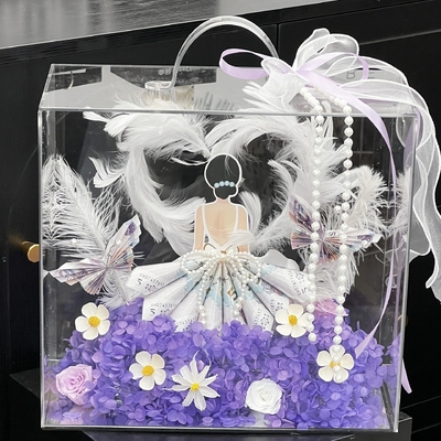 アクリル製の手持ちの花束箱,新鮮な花束,花芸の包装箱,DIY素材 防水透明の軽い贅沢記念品ギフトボックス