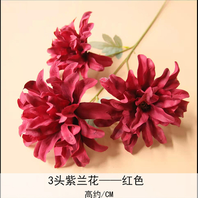 結婚式のシミュレーション花 3頭の紫色のオルキデア 結婚式のホール花 家庭装飾 シルク花 写真 飾り 花束