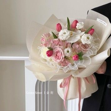 良い価格 エンボス加工クリームフローラルフラワー包装紙 防水特殊紙 オンライン