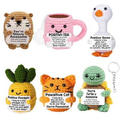 良い価格 Handmade Cotton Crochet Positive Animal Doll, Inspirational Emotional Support Gift for All Occasions オンライン