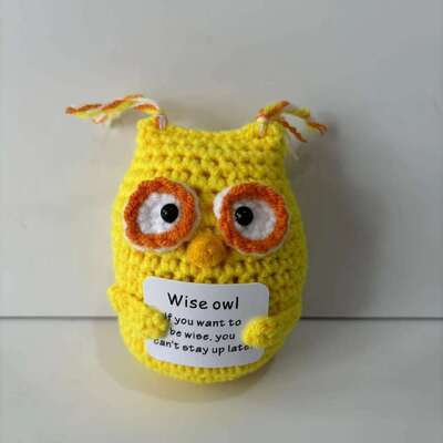良い価格 New Positive Potato Handmade Inspirational Crochet Knitted Doll Emotional Support Cute Knitted Positive Wise Owl オンライン