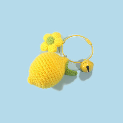 良い価格 Cute Mini Lemon Style Keychain Knitted Crochet Wool Thread Keychain Handmade Fashionable Bag Accessory オンライン