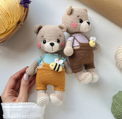 良い価格 Handmade Crochet Amigurumi Bear Doll Baby Soft Teddy Animal Toy for Kids オンライン