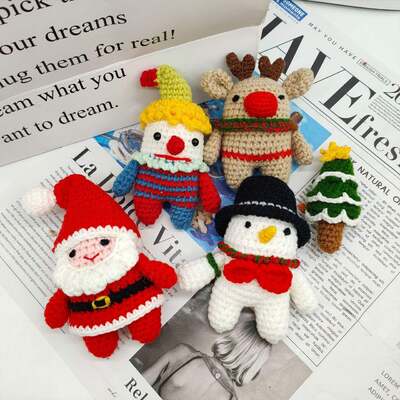 良い価格 カスタム手作り雪だるまトナカイサンタクロースツリーニットおもちゃかぎ針編みクリスマス人形あみぐるみニットクリスマスぬいぐるみ オンライン