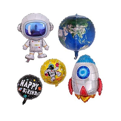 良い価格 宇宙テーマ ホイルのマイラー党気球の宇宙飛行士のロケット パターン5Pcs オンライン